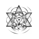 five-leaf clover on hand, pentagram, spiral tattoo design idea