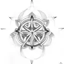five-leaf clover, pentagram, spiral tattoo design idea