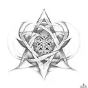 five-leaf clover, pentagram, spiral tattoo design idea