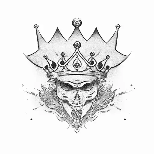 crown with a Japanese word KING tattoo design idea