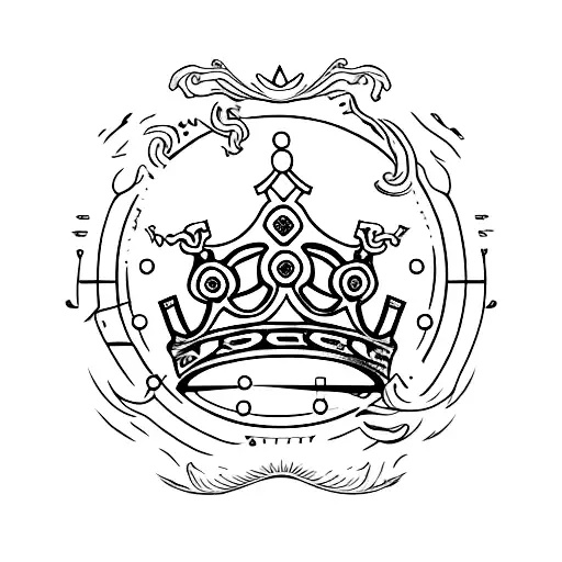crown with a Japanese word KING tattoo design idea