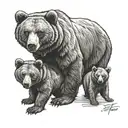 bear with three cubs tattoo design idea