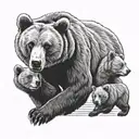 bear with three cubs tattoo design idea