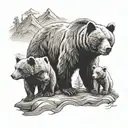 bear with three cubs tattoo design idea