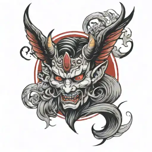 demon and angel wings and devil horns  tattoo design idea
