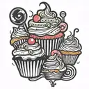 A tattoo design inspired by Bailey Zimmerman's music, featuring a mix of sweet and edgy elements like cupcakes with music notes or a microphone made of candy tattoo design idea