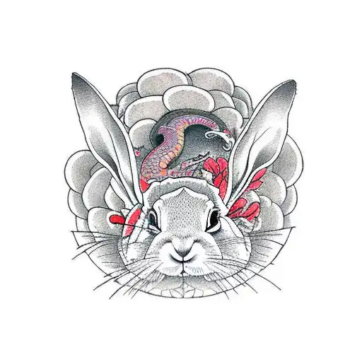 Rabbit eat the snake tattoo design idea