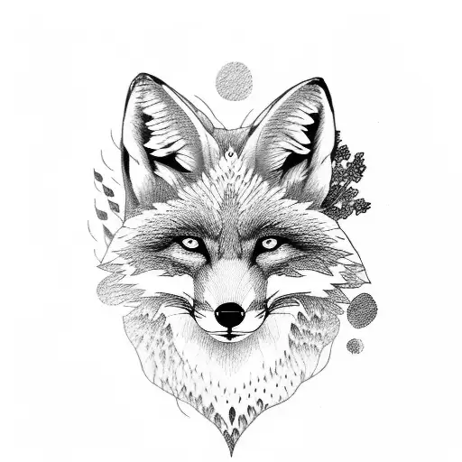 fox, wolf and deer head tattoo design idea