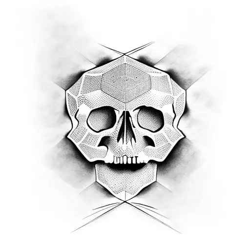 tesseract in skull tattoo design idea