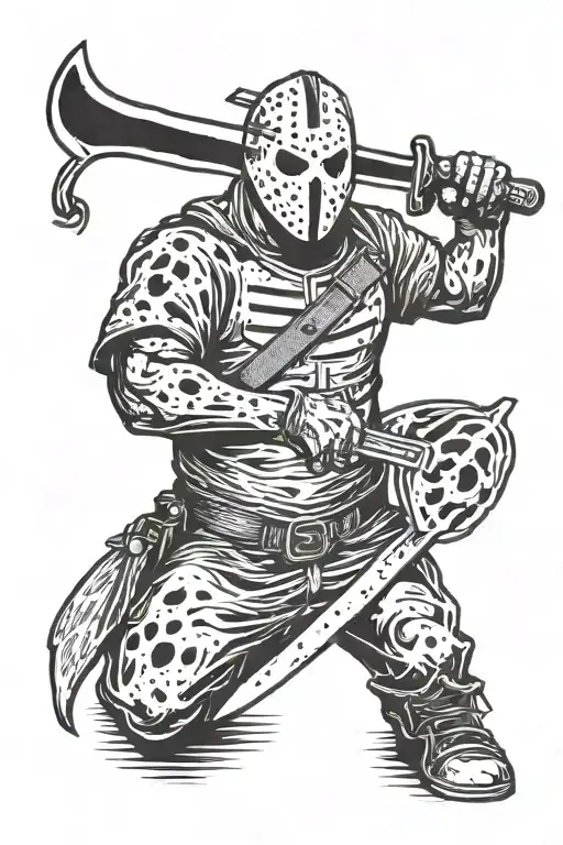 jason vorhees with machete tattoo design idea