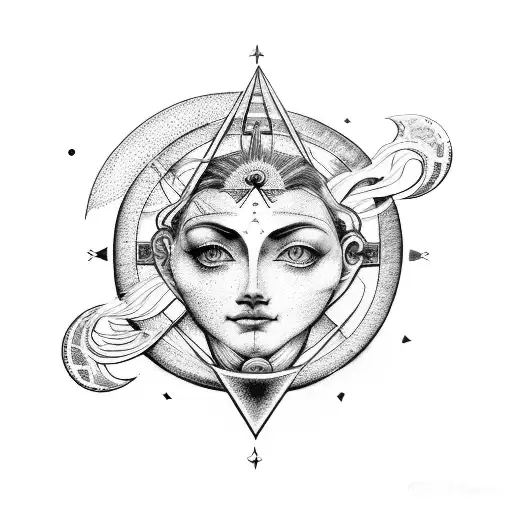 gemini, king, cross, sun, moon, hour glass tattoo design idea