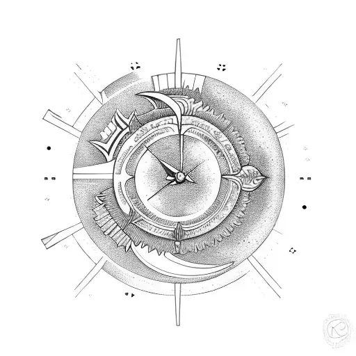 gemini, king, cross, sun, moon, hour glass tattoo design idea
