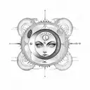 gemini, king, cross, sun, moon, hour glass tattoo design idea