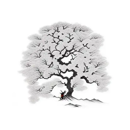 willow tree with black lab underneath  tattoo design idea