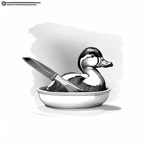duck holding butter knife tattoo design idea