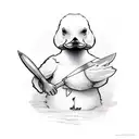 duck holding butter knife tattoo design idea