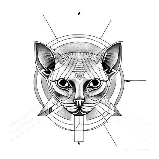 ancient sphynx cat and greece mythology tattoo design idea