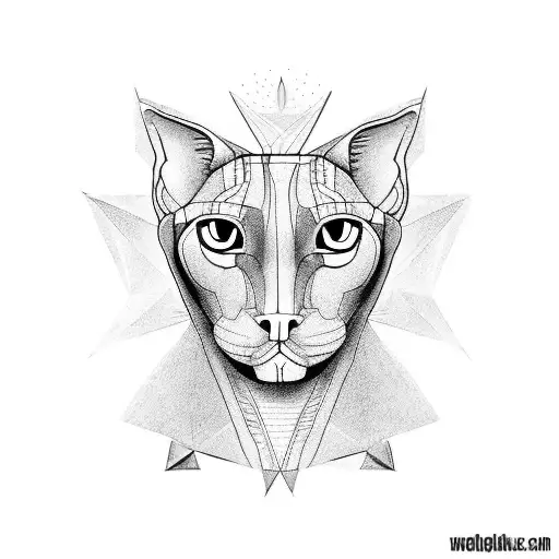 ancient sphynx cat and greece mythology tattoo design idea