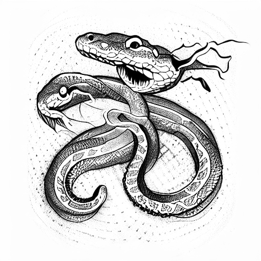 self eating snake tattoo design idea