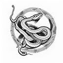 self eating snake tattoo design idea