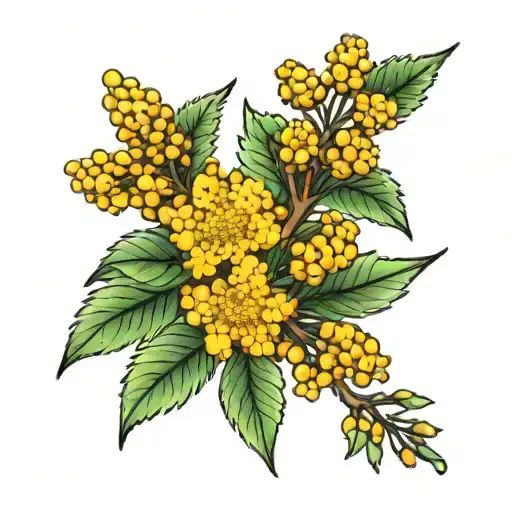 wattle flowers tattoo design idea