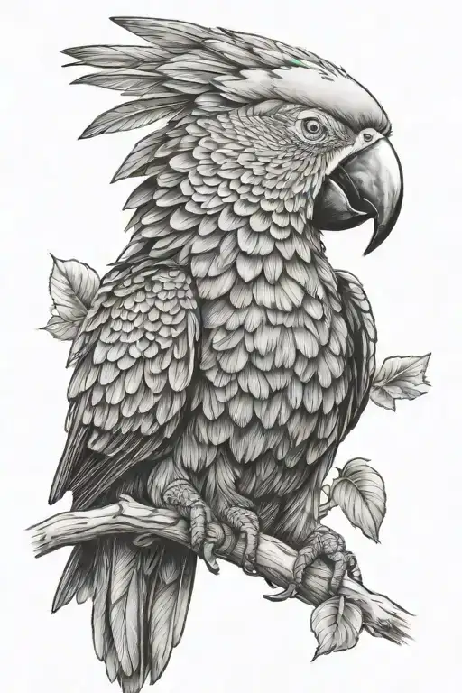 parrot with firefighter helmet tattoo design idea