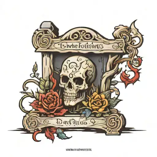 tombstone on the way to cempasuchil tattoo design idea