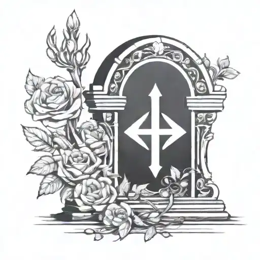 tombstone on the way to cempasuchil tattoo design idea