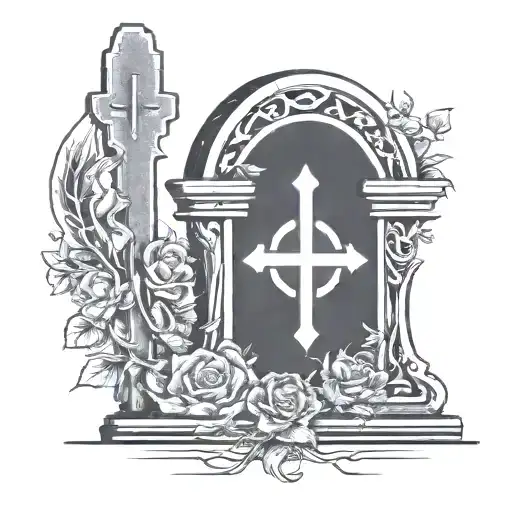 tombstone on the way to cempasuchil tattoo design idea