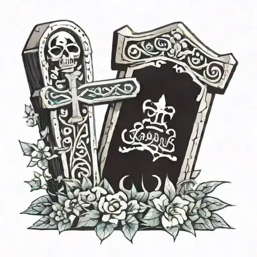 tombstone on the way to cempasuchil tattoo design idea