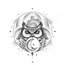 air force lady with moon and owl tattoo design idea