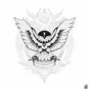 air force lady with moon and owl tattoo design idea