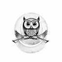 air force lady with moon and owl tattoo design idea