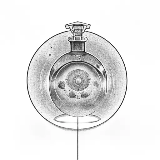 perfume bottle with moon phases inside it tattoo design idea