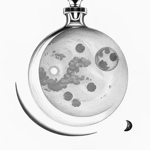 perfume bottle with moon phases inside it tattoo design idea