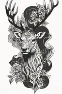 front facing stag head tattoo design idea