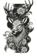 front facing stag head tattoo design idea