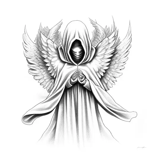 Angel with Hooded face  tattoo design idea