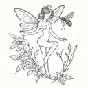 At the center of the tattoo will be a fairy figure. Dancing around the fairy will be honeybees. there will be worms. tattoo design idea