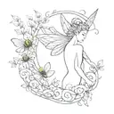 At the center of the tattoo will be a fairy figure. Dancing around the fairy will be honeybees. there will be worms. tattoo design idea