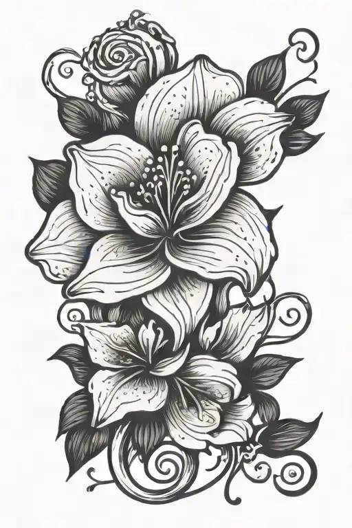twirling flower with Nana wrapping around it  tattoo design idea