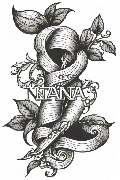 twirling sprout with the word Nana wrapping around it tattoo design idea