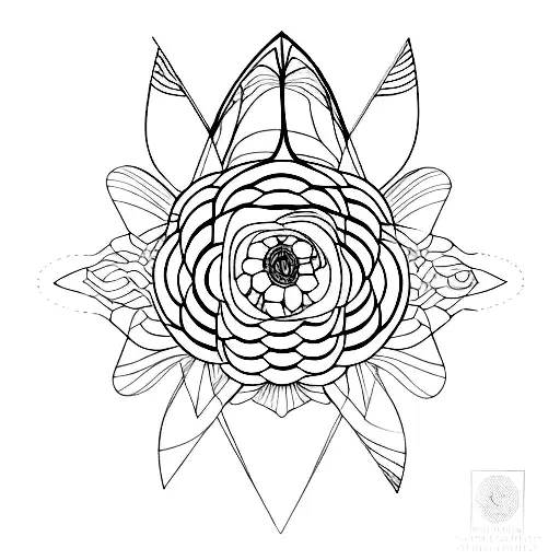 A modern and geometric interpretation of a flower with subtle references to BTS hidden within the design tattoo design idea