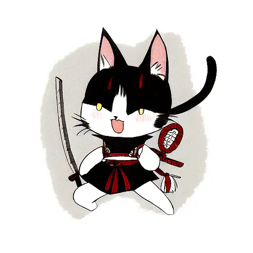 Samurai cat tattoo design idea