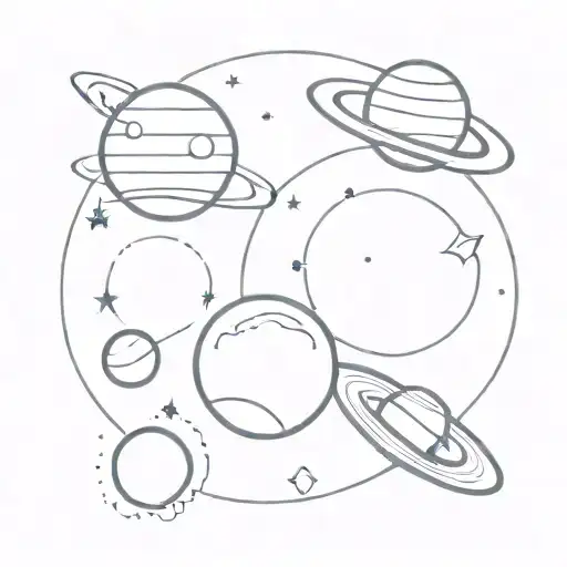 planets and stars tattoo design idea