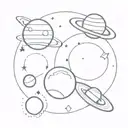 planets and stars tattoo design idea