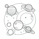 planets and stars tattoo design idea