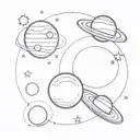 planets and stars tattoo design idea