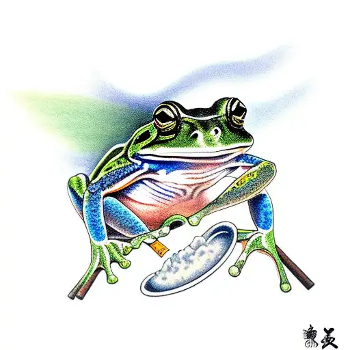 frog smoking weed tattoo design idea