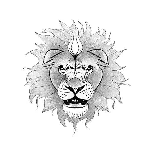 sun and lion with AK-47 in hand tattoo design idea